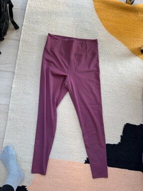 girlfriend collective Plum Ribbed High-Waist Leggings